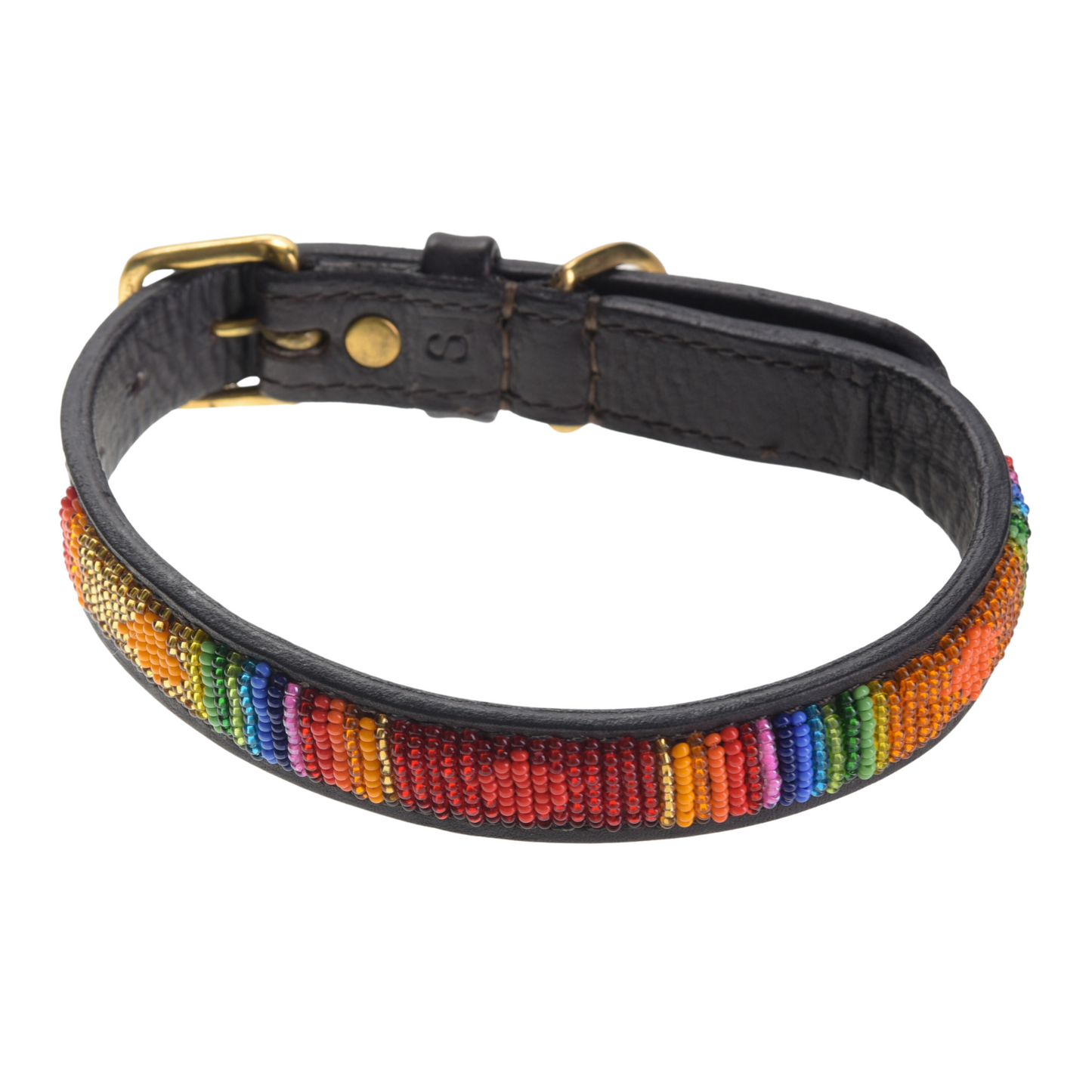 Large Maasai Hand Beaded Leather Dog Collars