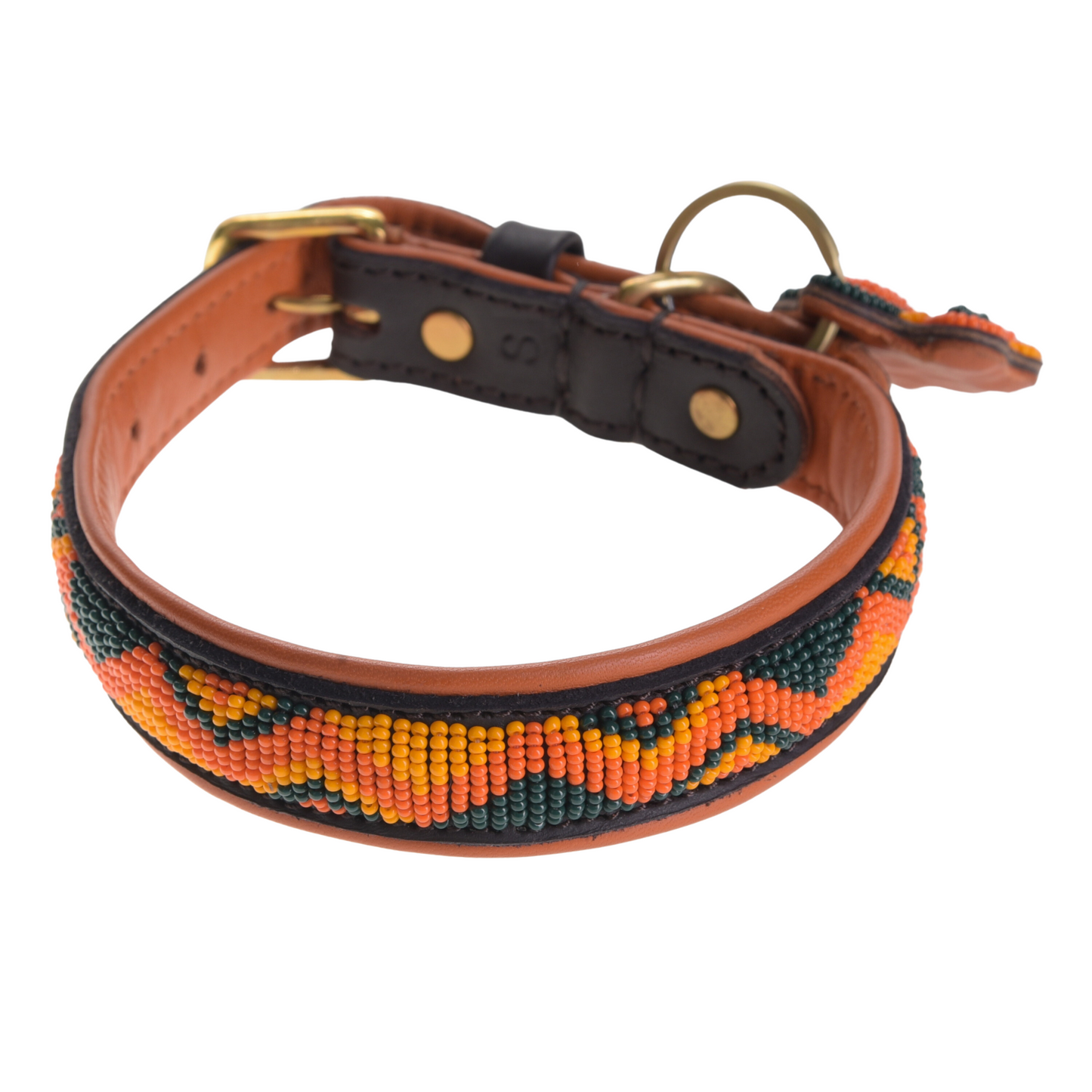Maasai Beaded Leather Dog Collar with Cushioning & Paw