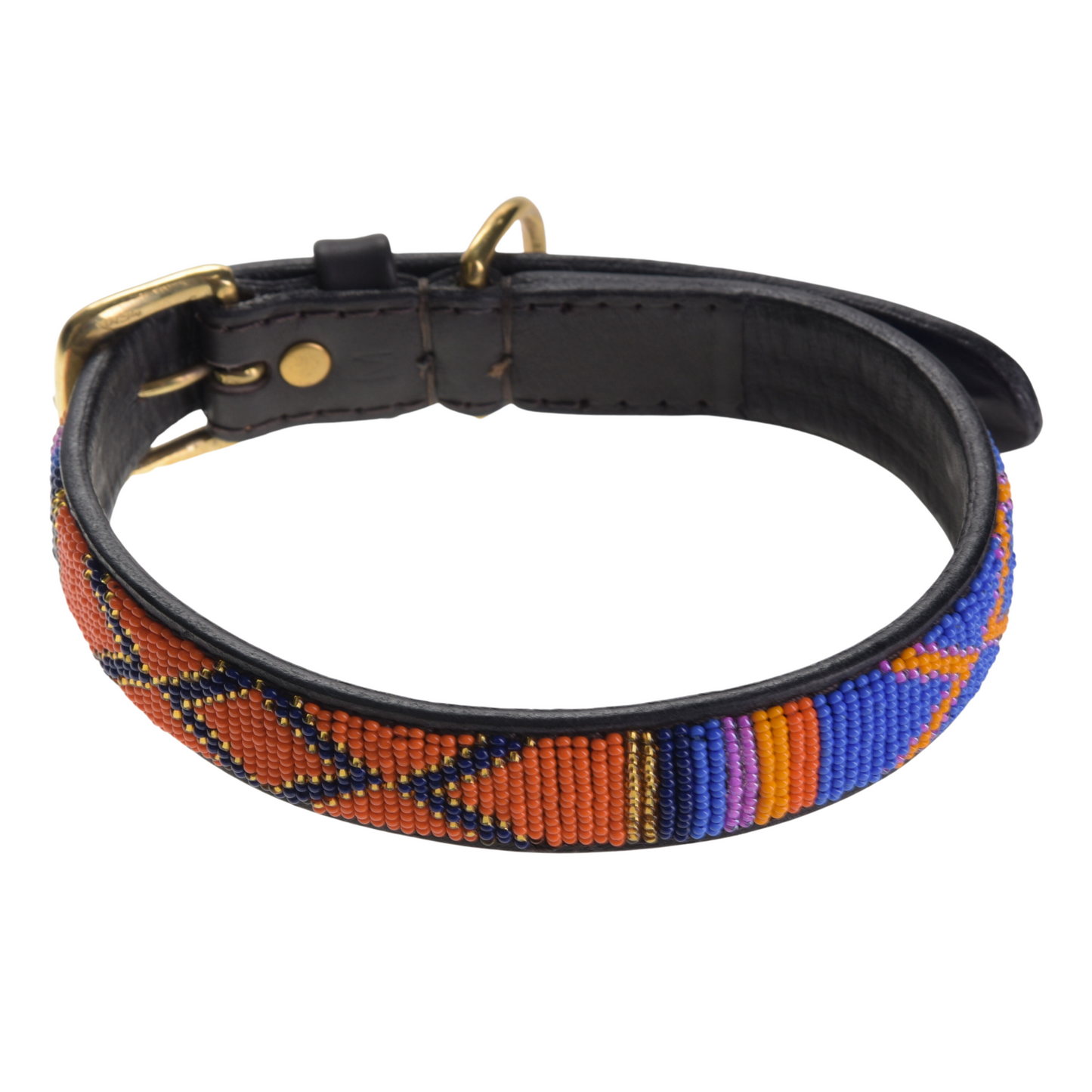 Large Maasai Hand Beaded Leather Dog Collars