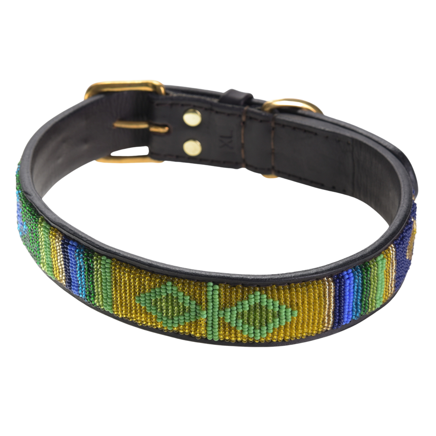 Large Maasai Hand Beaded Leather Dog Collars